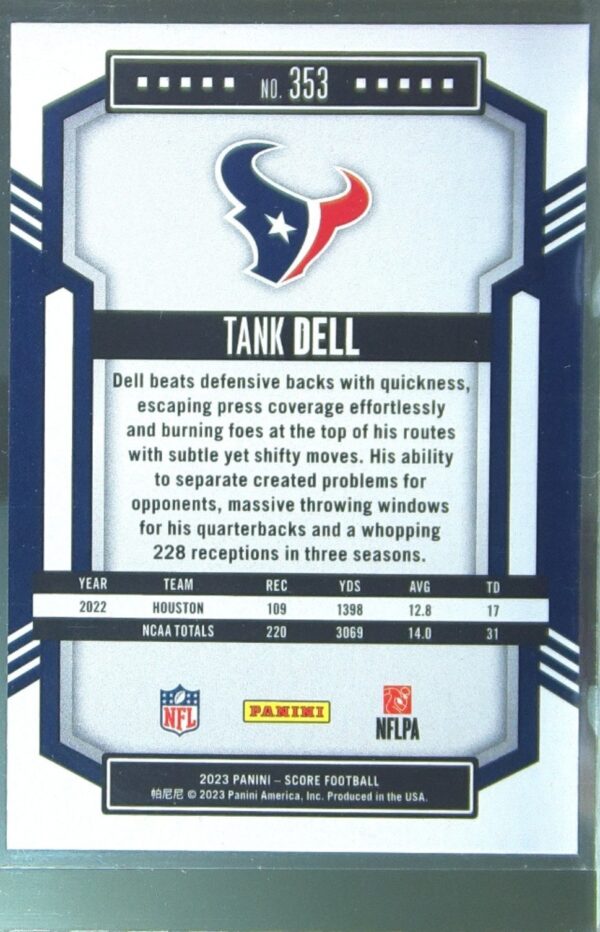 2023 Score Tank Dell RC #353 Texans - Image 3
