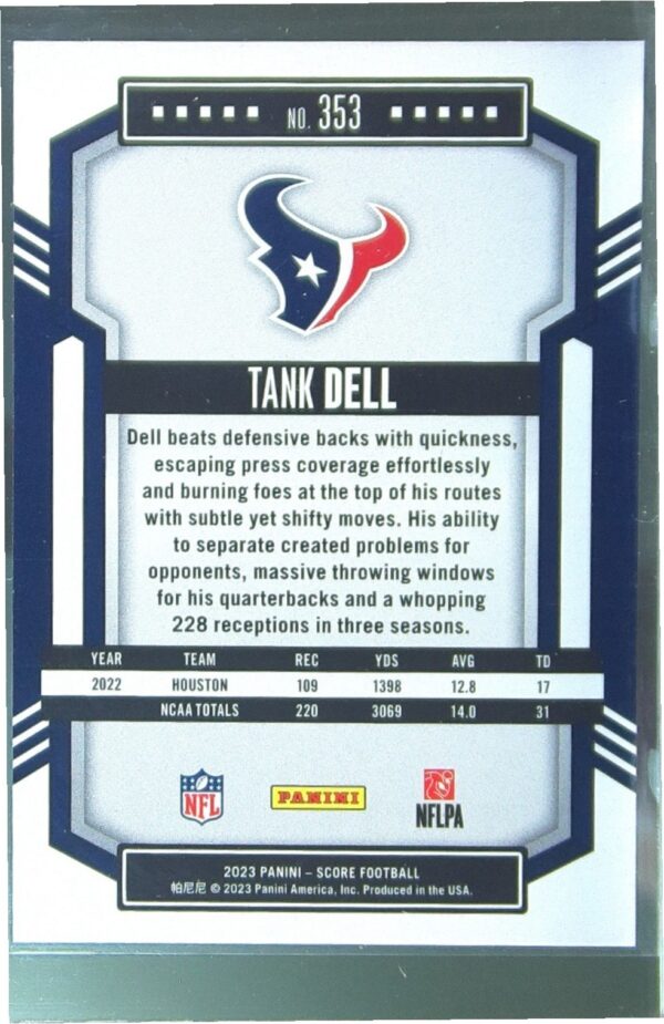2023 Score Tank Dell RC #353 Texans - Image 3