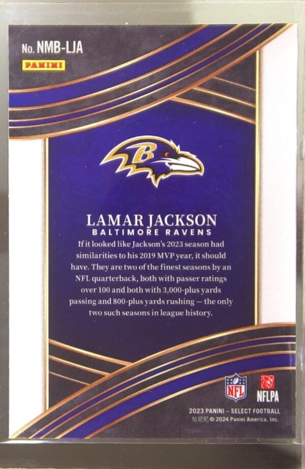 2023 Select Lamar Jackson #NMB-LJA Ravens Select Numbers - Image 3