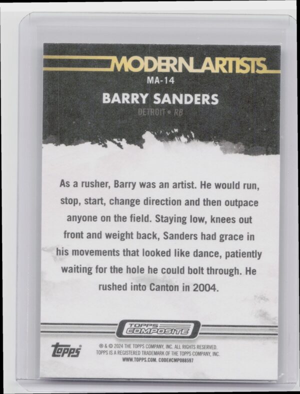 2023 Topps Composite Barry Sanders #MA-14 Lions Modern Artists - Image 3