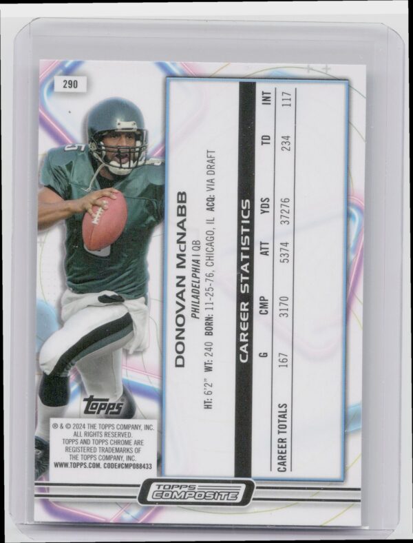 2023 Topps Composite Donovan McNabb Topps Chrome #290 Eagles - Image 3