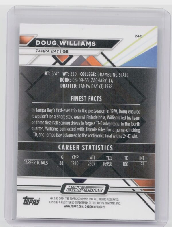 2023 Topps Composite Doug Williams #240 Buccaneers - Image 3