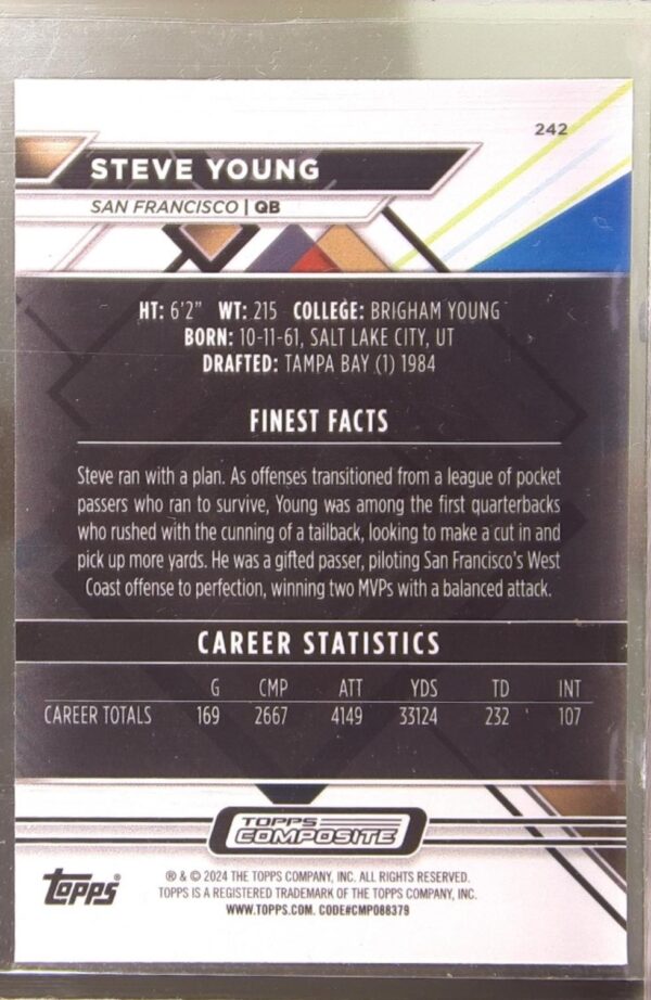 2023 Topps Composite Steve Young Finest Checkerboard Refractor #242 49ers - Image 3