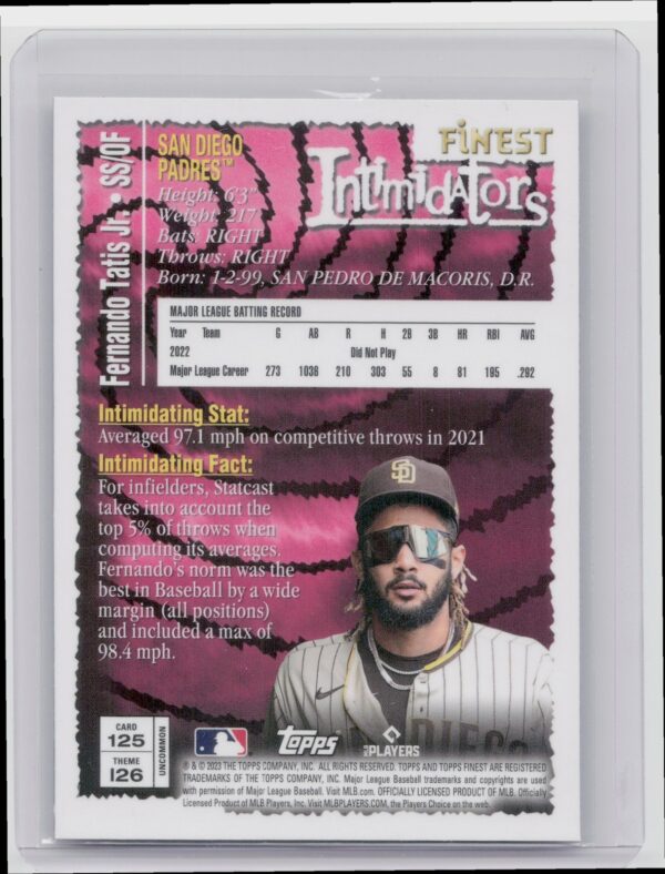 2023 Topps Finest Flashbacks Fernando Tatis Jr. Intimidators #125 Padres - Image 3