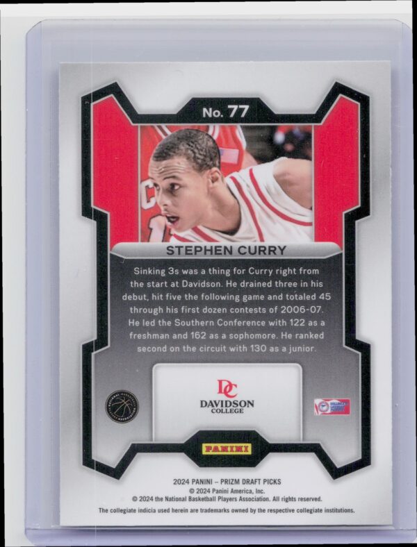 2024-25 Panini Prizm Draft Picks Stephen Curry 77 Wildcats - Image 3