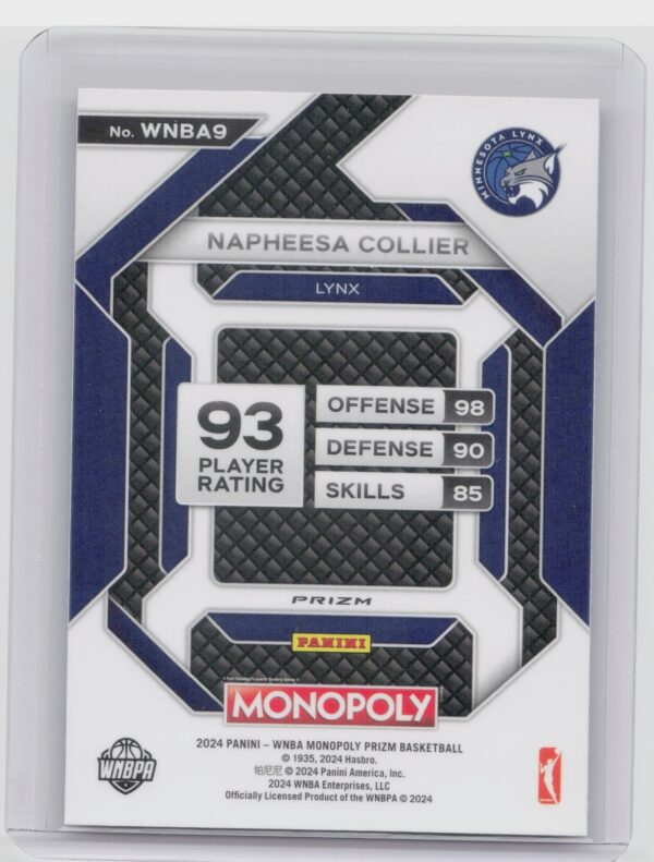 2024-25 Panini Prizm Monopoly WNBA Napheesa Collier WNBA9 Red Classic Icons - Image 3