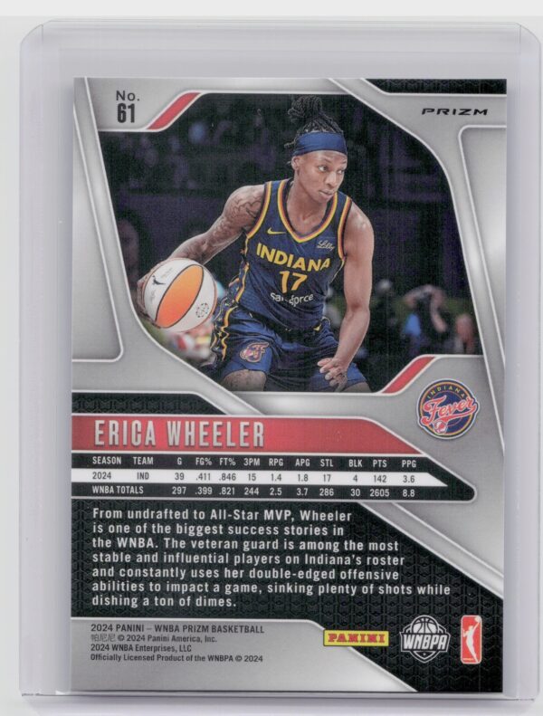 2024-25 Panini Prizm WNBA Erica Wheeler Blue Velocity Prizms #61 Fever - Image 3