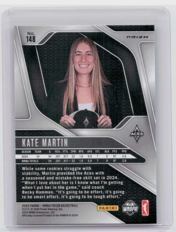2024-25 Panini Prizm WNBA Kate Martin Green Prizms RC #148 Aces - Image 3
