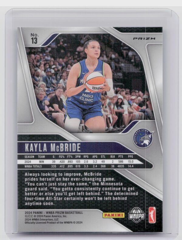 2024-25 Panini Prizm WNBA Kayla McBride Blue Velocity Prizms #13 Lynx - Image 3