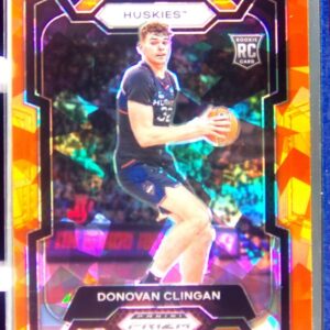 2024-25 Prizm Draft Picks Donovan Clingan Prizms Orange Ice RC #95 Huskies