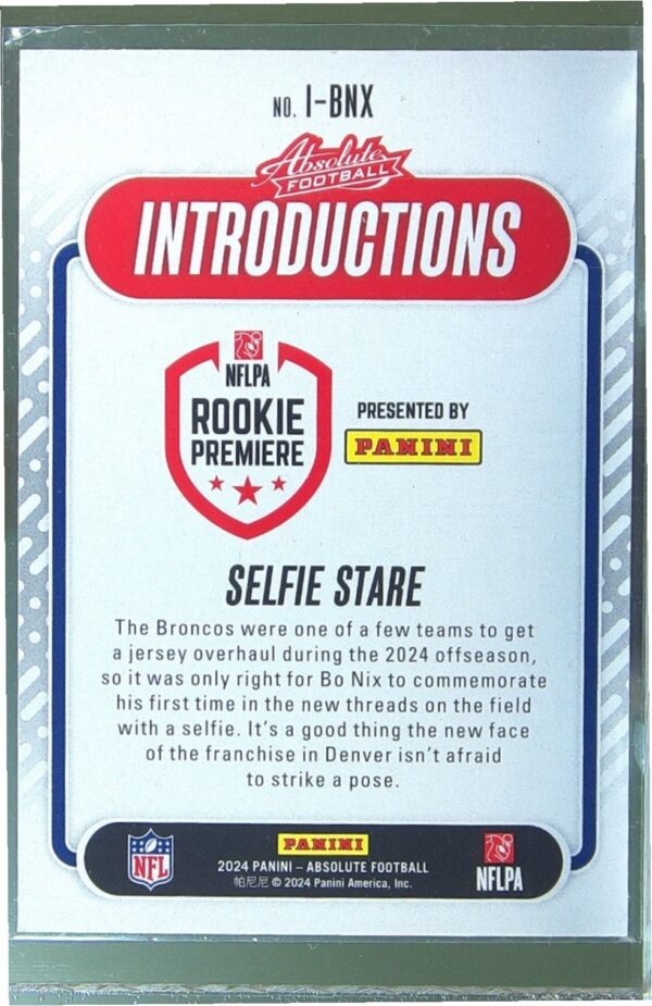 2024 Absolute Bo Nix RC #I-BNX Broncos Introductions - Image 3