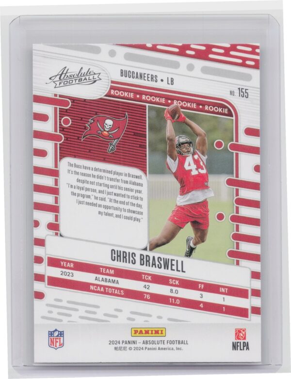 2024 Absolute Chris Braswell Red and Blue RC 155 Buccaneers - Image 3