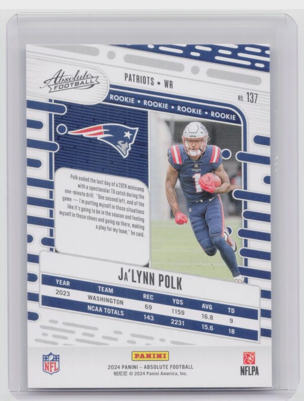 2024 Absolute Ja'Lynn Polk Red and Blue RC 137 Patriots - Image 3