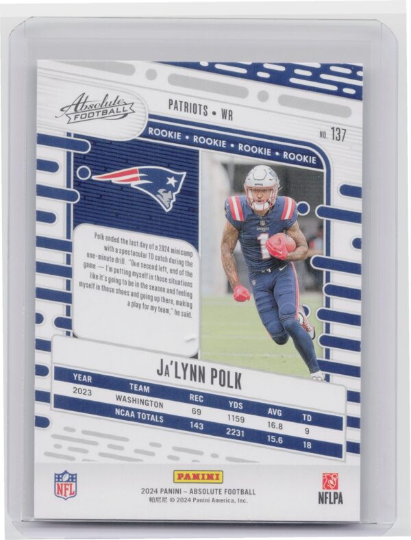 2024 Absolute Ja'Lynn Polk Red and Blue RC 137 Patriots - Image 3