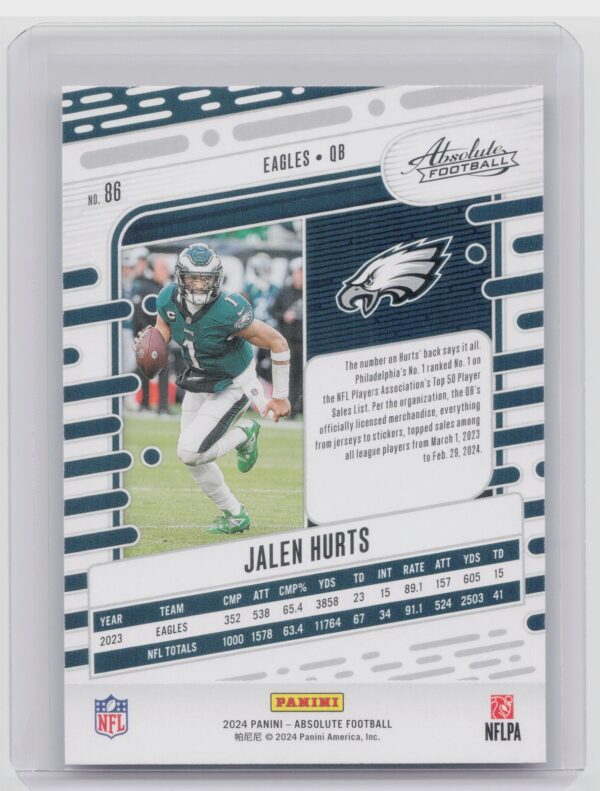 2024 Absolute Jalen Hurts Red and Blue #86 Eagles - Image 3