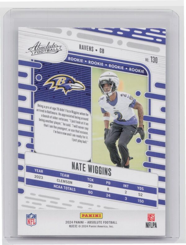 2024 Absolute Nate Wiggins Red and Blue RC 130 Ravens - Image 3
