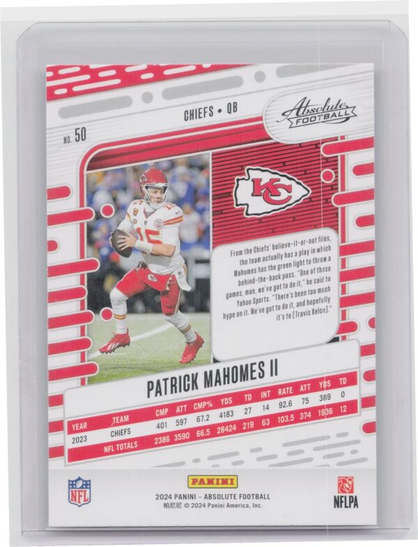 2024 Absolute Patrick Mahomes II Red and Blue #50 Chiefs - Image 3