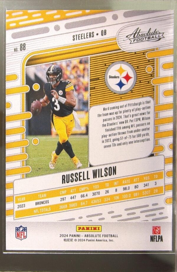 2024 Absolute Russell Wilson Red and Blue 88 Steelers - Image 3