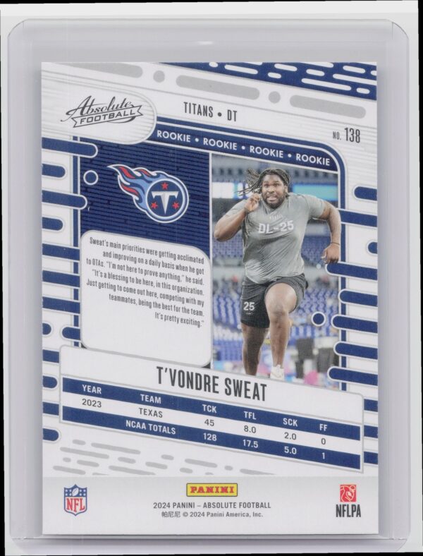 2024 Absolute T'Vondre Sweat Red and Blue RC 138 Titans - Image 3