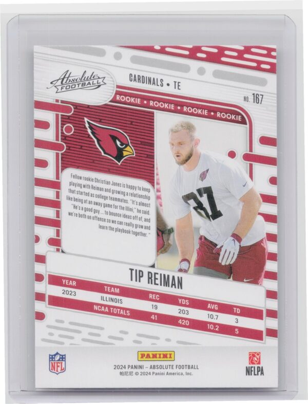 2024 Absolute Tip Reiman Red and Blue RC 167 Cardinals - Image 3