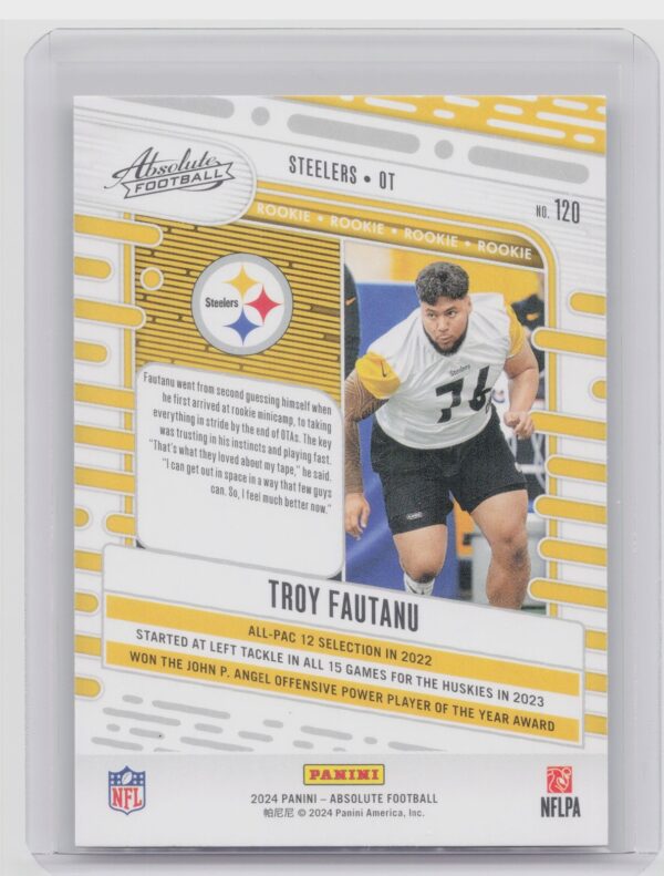 2024 Absolute Troy Fautanu Red and Blue RC 120 Steelers - Image 3