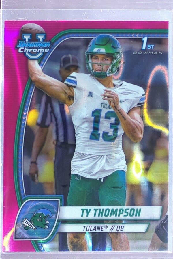 2024 Bowman University Chrome Ty Thompson Pink Lava Refractor RC 179 Wave
