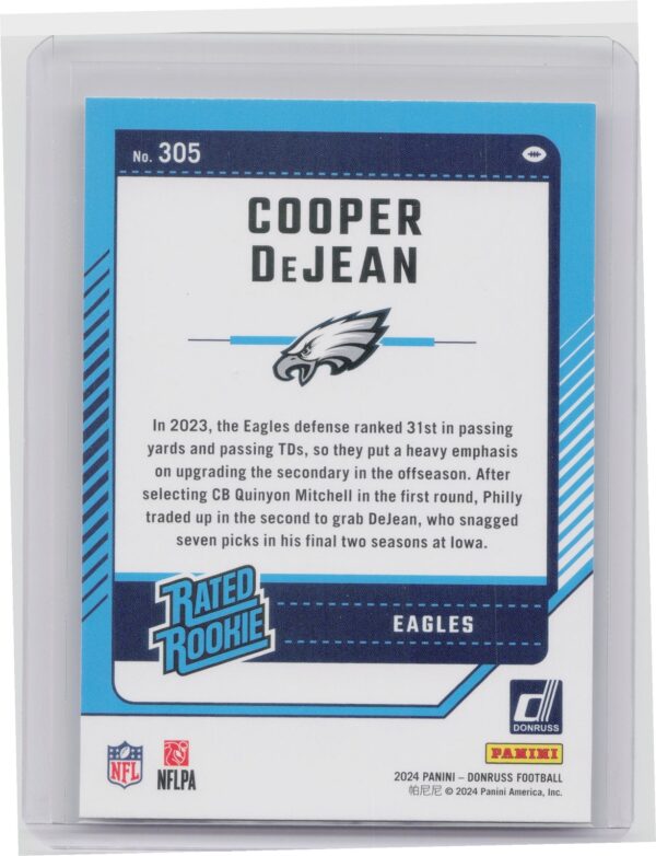 2024 Donruss Cooper DeJean RC 305 Eagles - Image 3