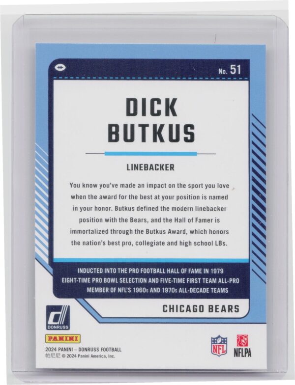 2024 Donruss Dick Butkus 51 Bears - Image 3