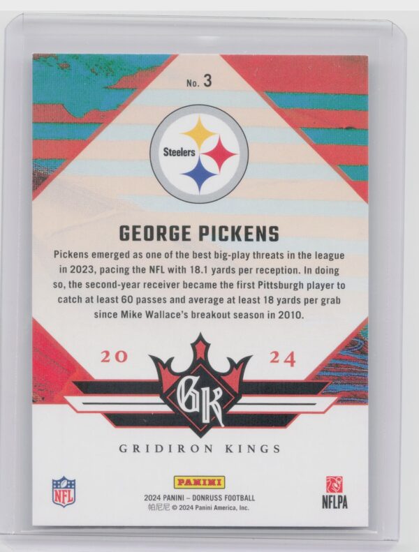 2024 Donruss George Pickens 3 Steelers Gridiron Kings - Image 3