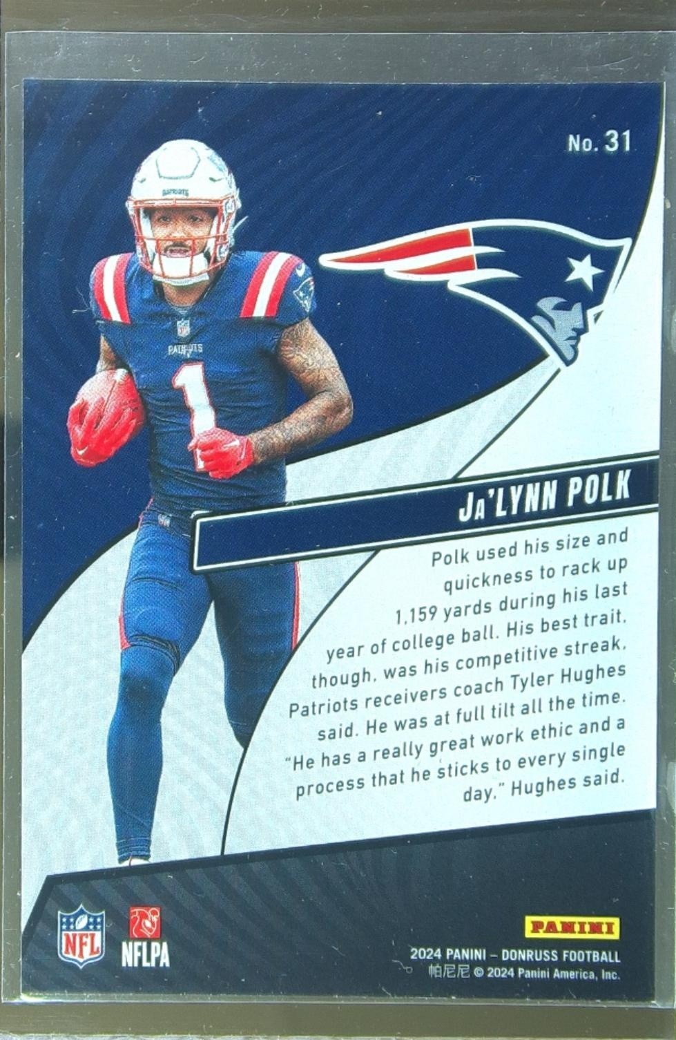 2024 Donruss Ja'Lynn Polk RC 31 Patriots Rookie Revolution - Image 3