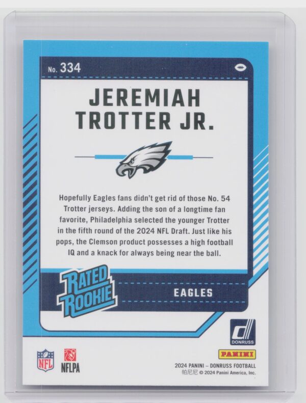 2024 Donruss Jeremiah Trotter Jr. RC 334 Eagles - Image 3