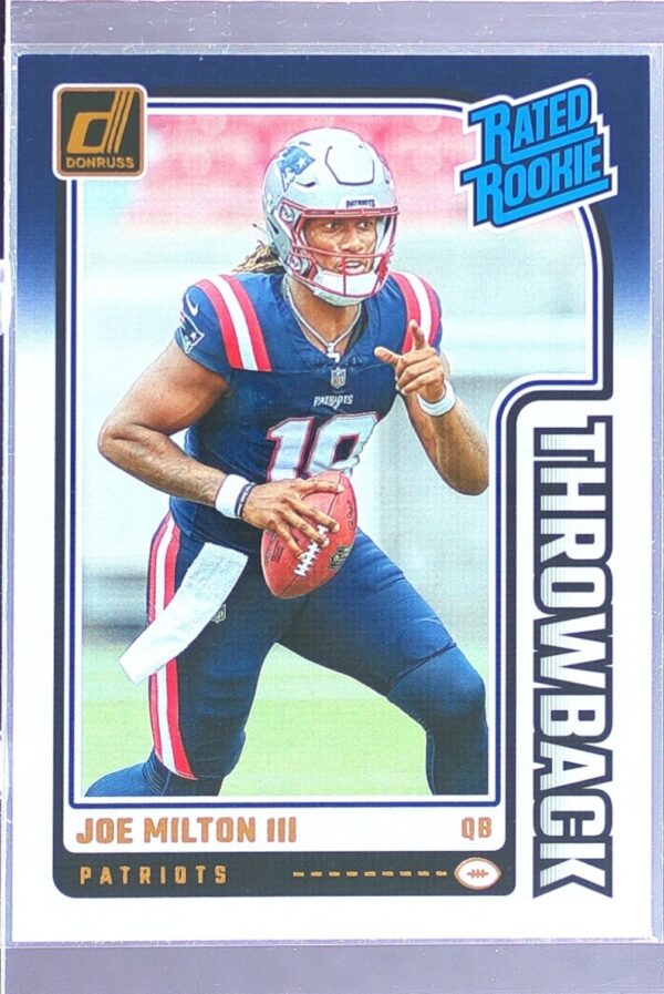2024 Donruss Joe Milton III RC #9 Patriots Rated Rookies Throwback