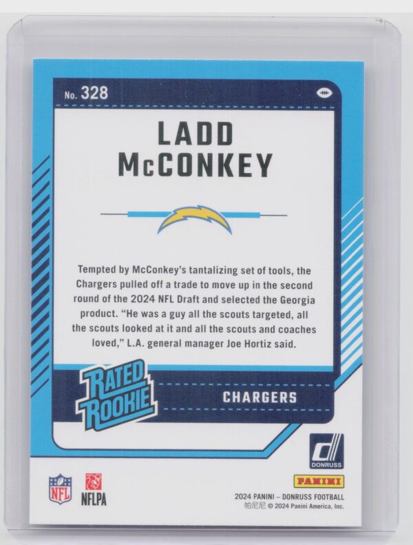 2024 Donruss Ladd McConkey RC 328 Chargers - Image 3