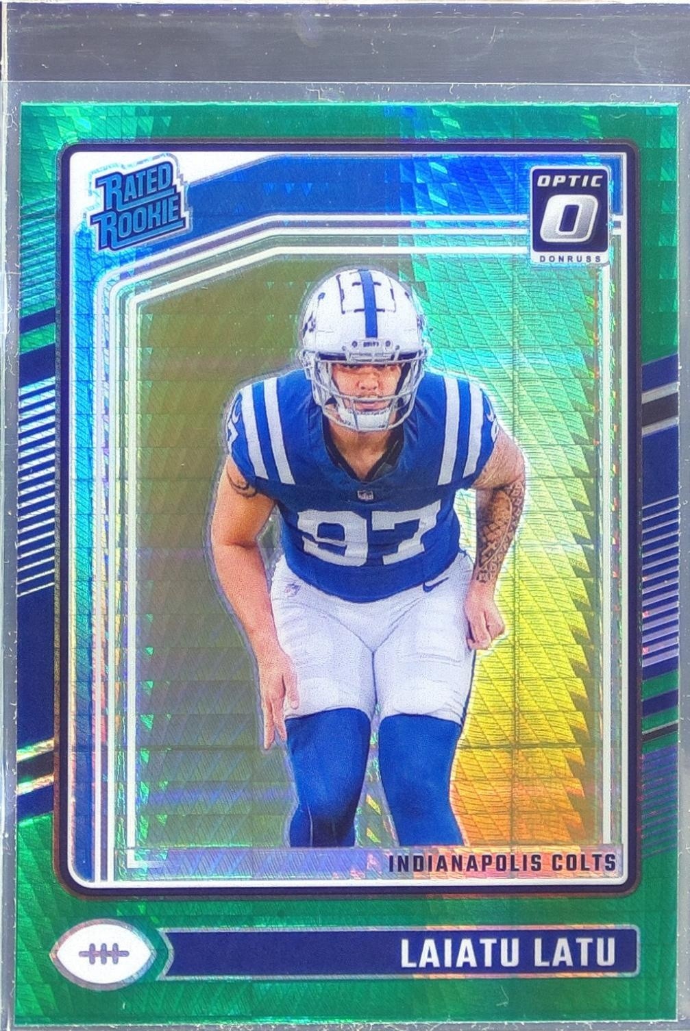 2024 Donruss Optic Laiatu Latu Green Hyper RC #267 Colts