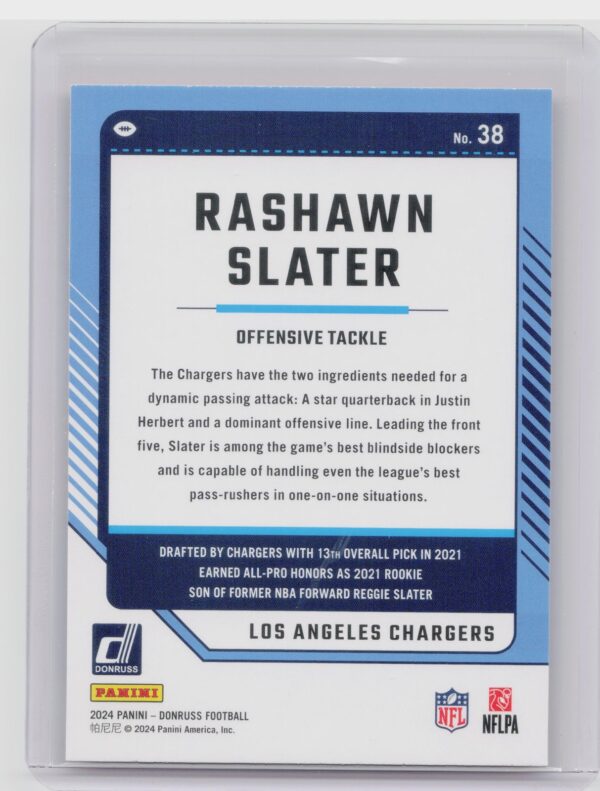 2024 Donruss Rashawn Slater Press Proof Red 38 Chargers - Image 3