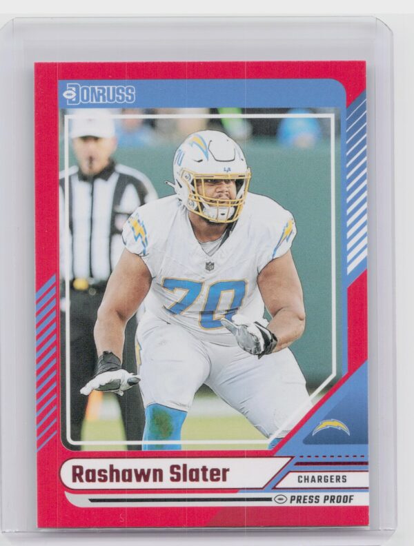 2024 Donruss Rashawn Slater Press Proof Red 38 Chargers