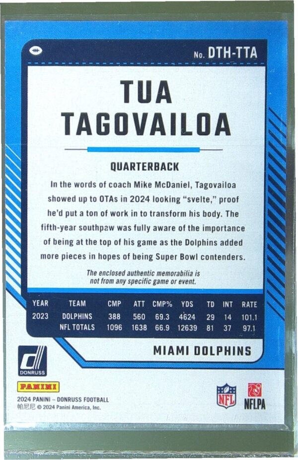 2024 Donruss Tua Tagovailoa JSY DTH-TTA Dolphins Donruss Threads - Image 3