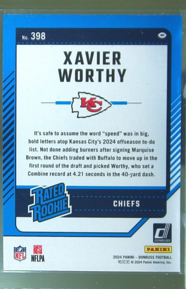 2024 Donruss Xavier Worthy RC 398 Chiefs - Image 3