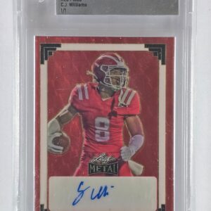 2024 Leaf Metal Football C.J. Williams Red Flood 1/1 AU Pre Production Proof