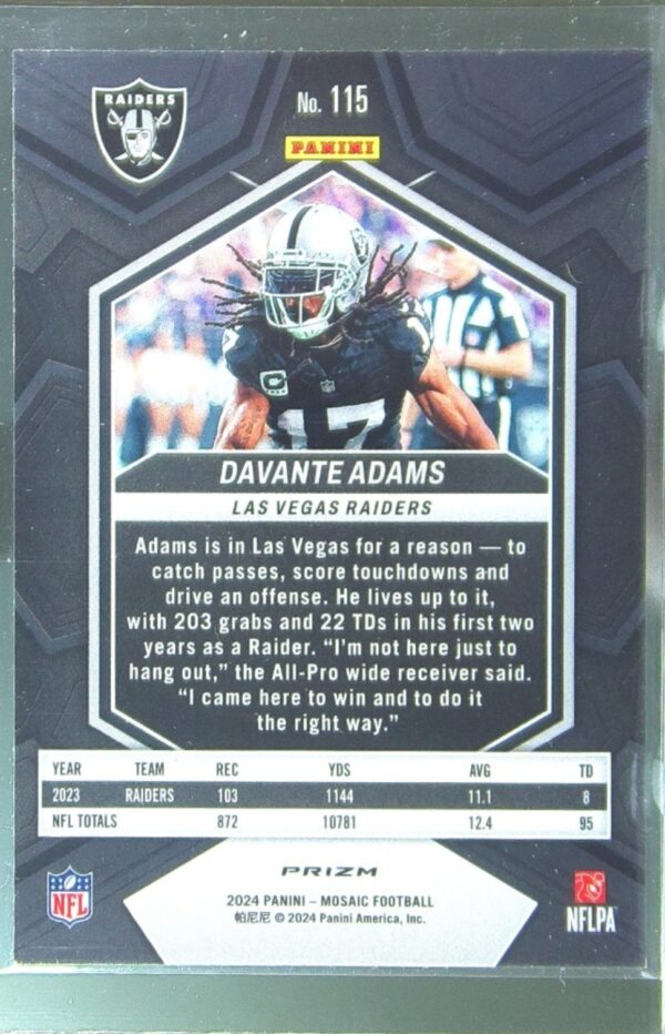 2024 Mosaic Davante Adams Mosaic Reactive Yellow 115 Raiders - Image 3