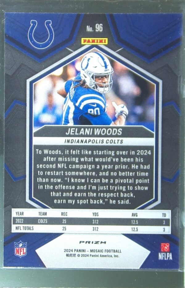 2024 Mosaic Jelani Woods Silver 96 Colts - Image 3