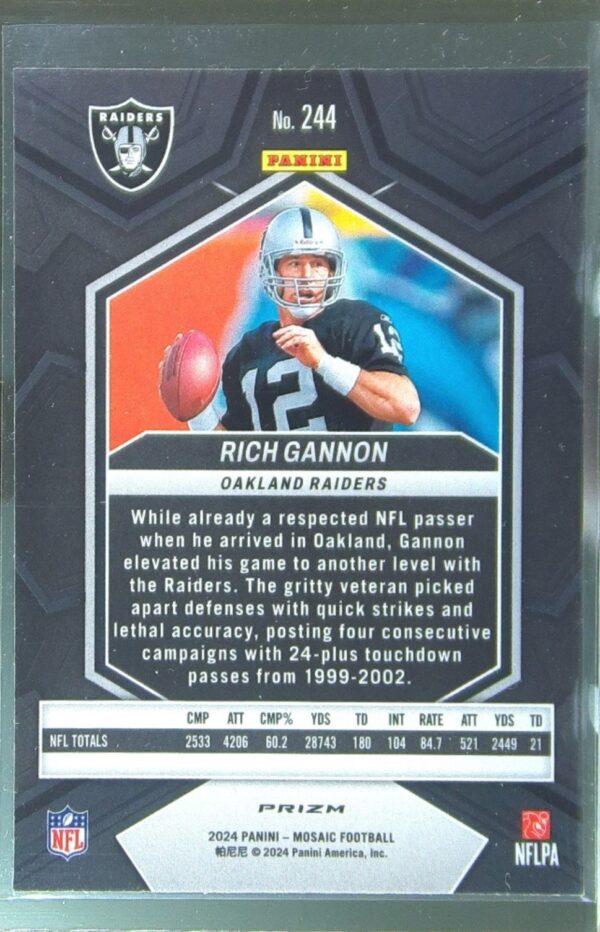 2024 Mosaic Rich Gannon Mosaic Reactive Yellow #244 Raiders - Image 3