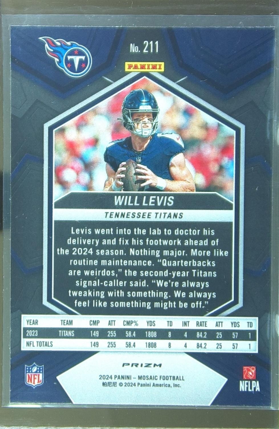 2024 Mosaic Will Levis Mosaic Camo Pink 211 Titans - Image 3