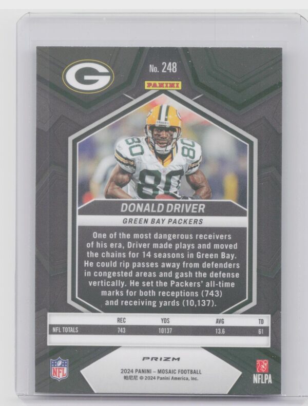 2024 Panini Mosaic Donald Driver Mosaic Reactive Blue 248 Packers - Image 3