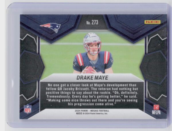 2024 Panini Mosaic Drake Maye NFL Debut RC 273 Patriots - Image 3