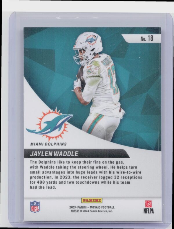 2024 Panini Mosaic Jaylen Waddle Elevate   #18 Dolphins - Image 3