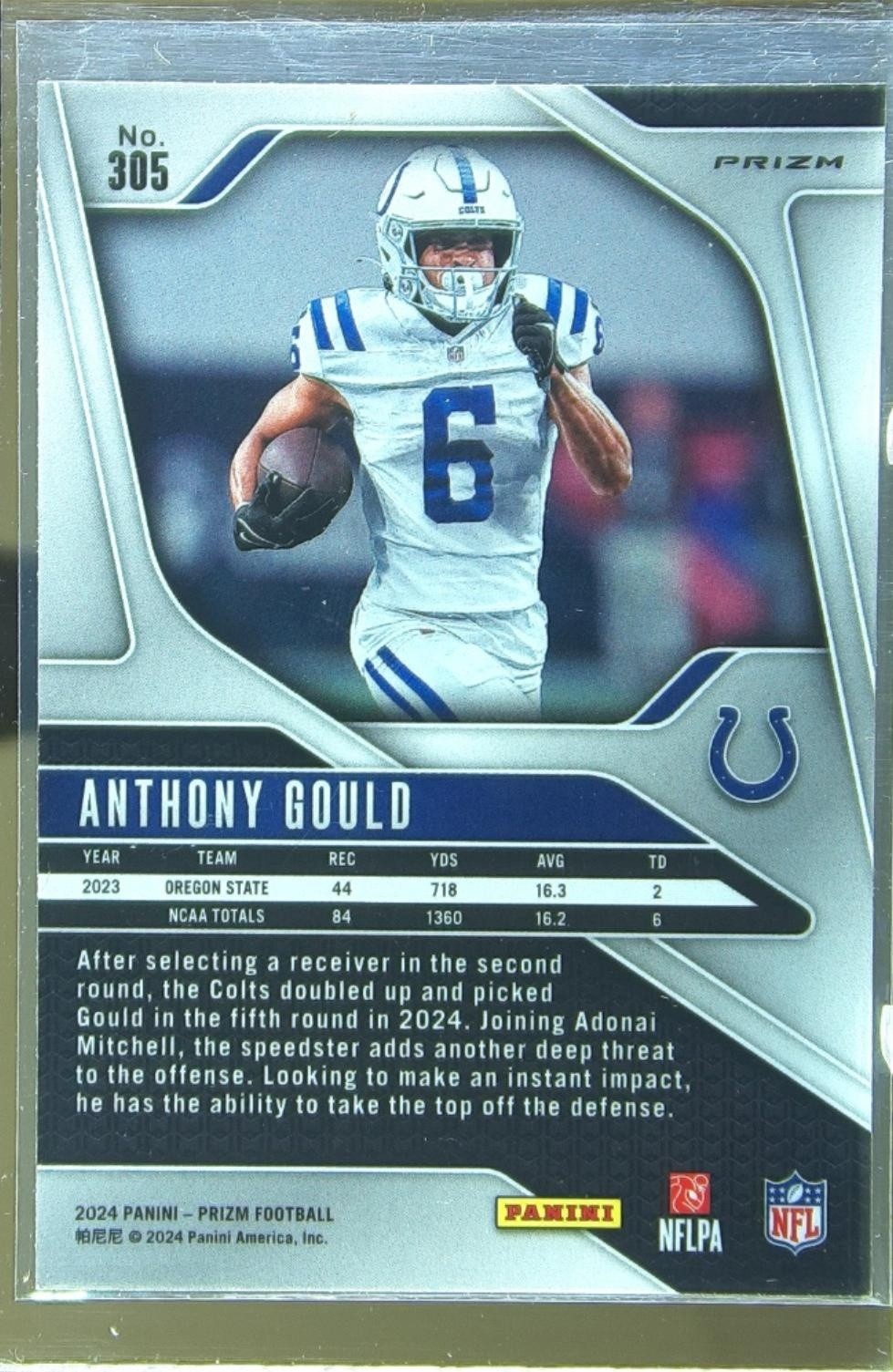 2024 Prizm Anthony Gould Pink Wave RC 305 Colts - Image 3
