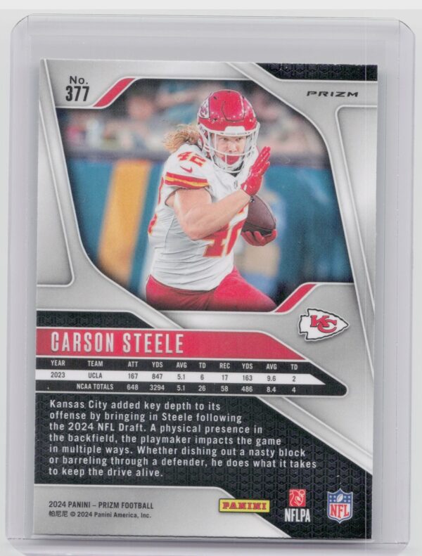 2024 Prizm Carson Steele Green Wave 377 Chiefs - Image 3