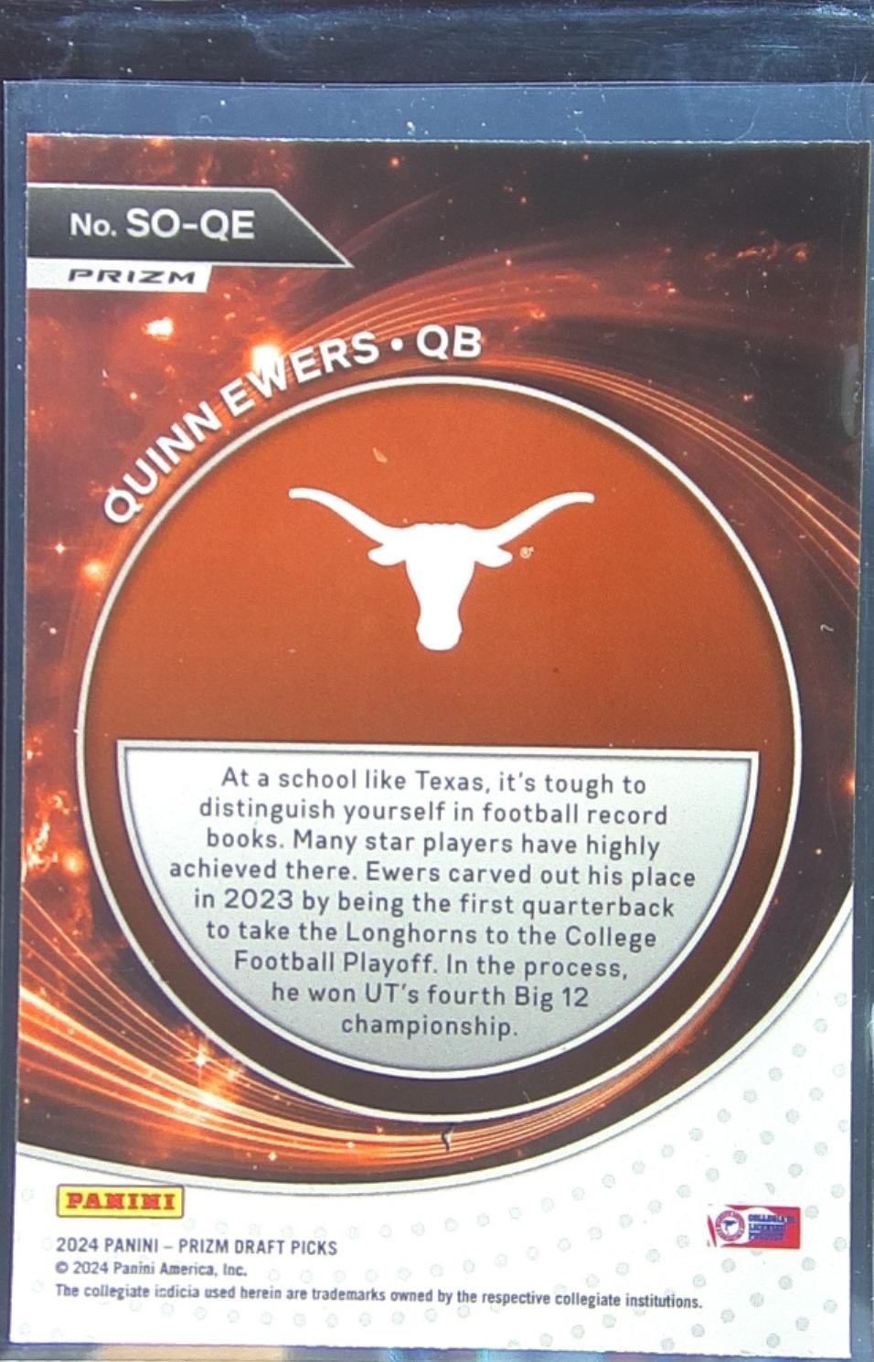 2024 Prizm Draft Picks Quinn Ewers #SO-QE Longhorns Student Orientation Red Ice - Image 3