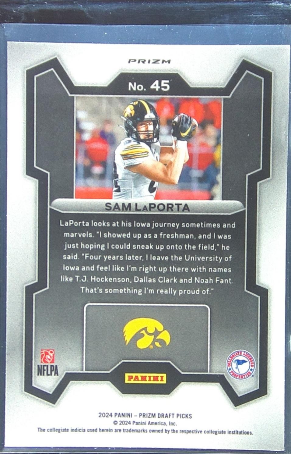 2024 Prizm Draft Picks Sam LaPorta Red Ice #45 Hawkeyes - Image 3